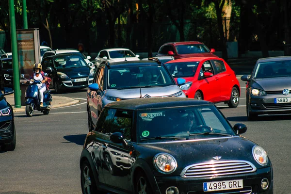 Siviglia Spagna Settembre 2021 Marmellata Traffico Nelle Strade Siviglia Città — Foto Stock