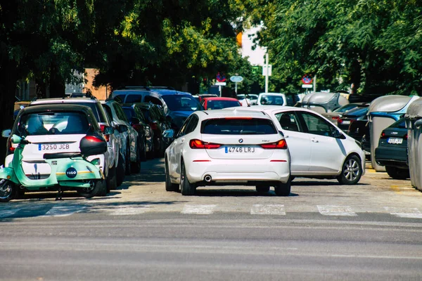 Seville Spain September 2021 Traffic Jam Streets Seville Emblematic City — Stock Photo, Image