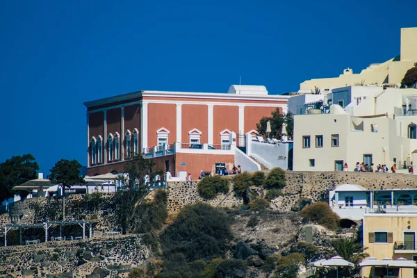 Wyspa Santorini Fira Grecja Października 2021 Panoramiczny Widok Miasto Fira — Zdjęcie stockowe