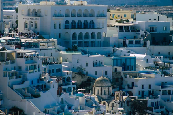 Santorini Sziget Fira Görögország 2021 Október Panorámás Kilátás Fira Városára — Stock Fotó