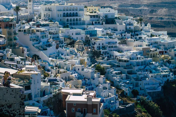 Santorini Island Fira Grekland Oktober 2021 Panoramautsikt Över Staden Fira — Stockfoto