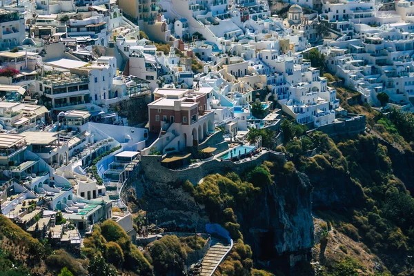 Isla Santorini Fira Grecia Octubre 2021 Vista Panorámica Ciudad Fira —  Fotos de Stock