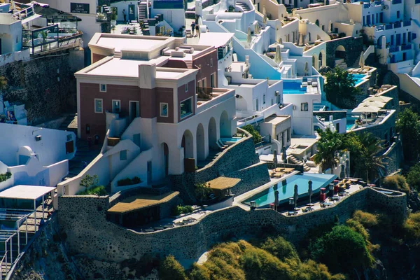 Santorini Island Fira Grekland Oktober 2021 Panoramautsikt Över Staden Fira — Stockfoto