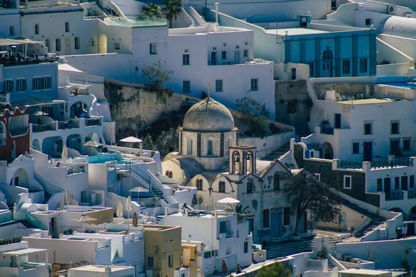 Isla Santorini Fira Grecia Octubre 2021 Vista Panorámica Ciudad Fira —  Fotos de Stock