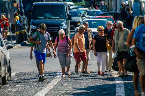 Isola Santorini Fira Grecia Ottobre 2021 Turisti Non Identificati Che — Foto Stock