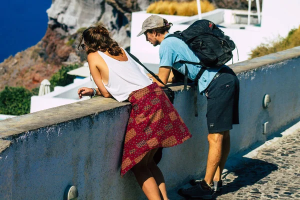 Insel Santorin Fira Griechenland Oktober 2021 Unbekannte Touristen Besuchen Die — Stockfoto