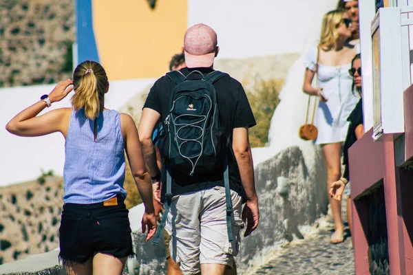 Santorini Island Fira Grécia Outubro 2021 Turistas Não Identificados Que — Fotografia de Stock
