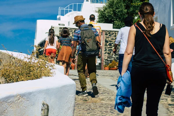 Остров Санторини Фира Греция Октября 2021 Года Неизвестные Туристы Посещают — стоковое фото