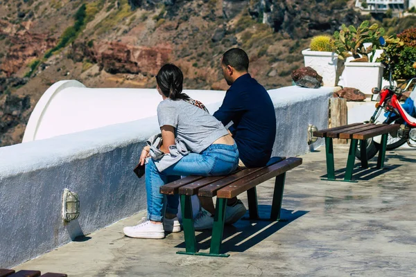 Insel Santorin Fira Griechenland Oktober 2021 Unbekannte Touristen Besuchen Die — Stockfoto