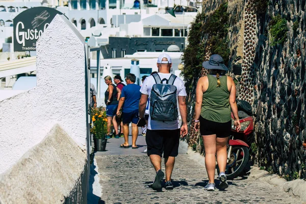 Santorini Island Fira Grécia Outubro 2021 Turistas Não Identificados Que — Fotografia de Stock