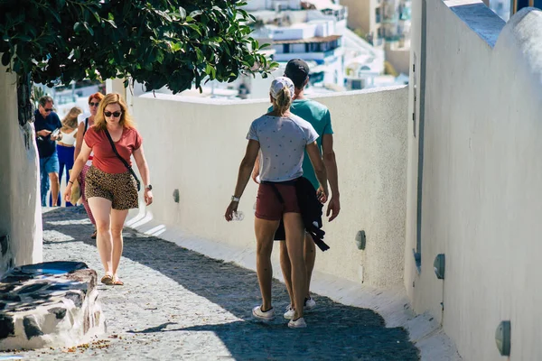 Santorini Island Fira Grécia Outubro 2021 Turistas Não Identificados Que — Fotografia de Stock