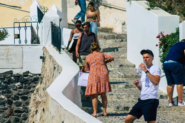 Isola Santorini Fira Grecia Ottobre 2021 Turisti Non Identificati Che — Foto Stock