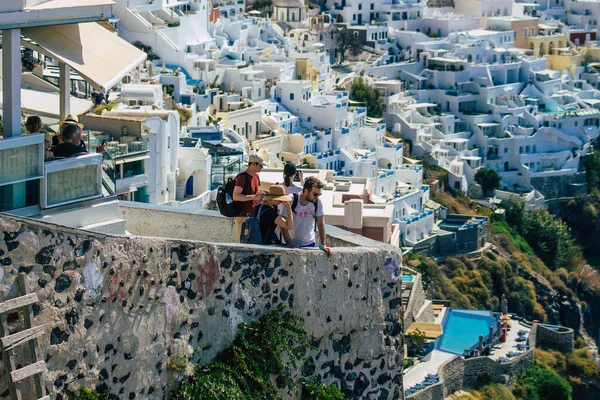 Santorini Island Fira Řecko Října 2021 Neidentifikovaní Turisté Kteří Navštíví — Stock fotografie