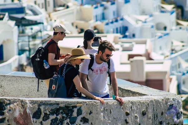 Santorini Island Fira Řecko Října 2021 Neidentifikovaní Turisté Kteří Navštíví — Stock fotografie