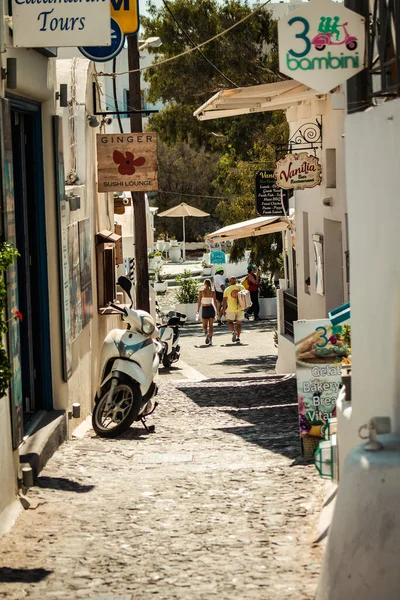 Isola Santorini Fira Grecia Ottobre 2021 Strade Strette Della Città — Foto Stock