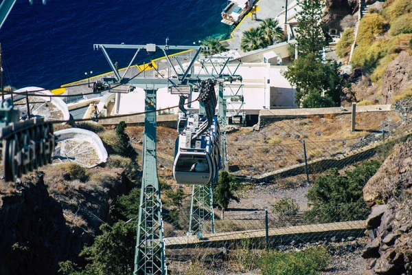 Isla Santorini Fira Grecia Octubre 2021 Teleférico Proporciona Transporte Seguro — Foto de Stock