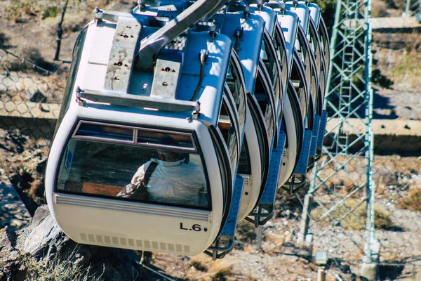 Santorini Island Fira Greece October 2021 Cable Car Provides Safe — Stock Photo, Image