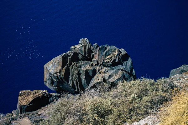 Santorini Island Fira Greece October 2021 Cliff Santorini Caldera Collapsed — Stock Photo, Image