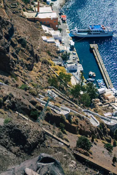 Santorini Island Fira Grekland Oktober 2021 Klippan Santorini Kaldera Kollapsade — Stockfoto