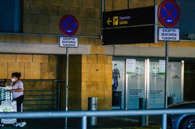 Seville İspanya 06 Ekim 2021 Seville Havalimanı ya da Seville San Pablo Havalimanı, Endülüs 'ün başkenti Sevilla' da bulunan uluslararası havalimanı.