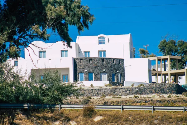 Остров Санторини Греция Октября 2021 Года Традиционный Белый Дом Типичный — стоковое фото