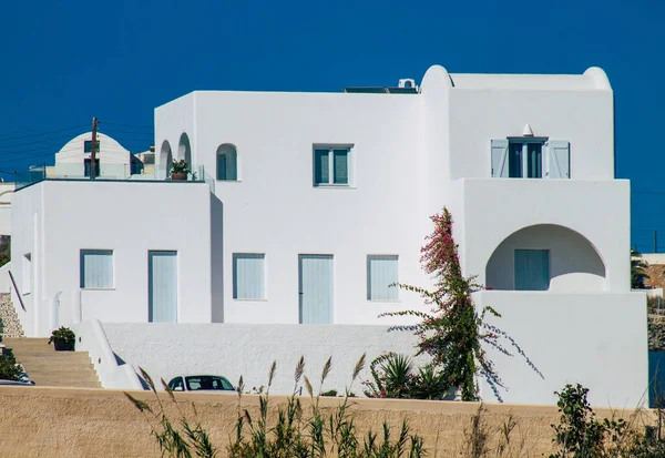 Isla Santorini Grecia Octubre 2021 Casa Blanca Tradicional Griega Típica —  Fotos de Stock