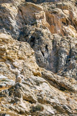 Santorini Adası, Perissa, Yunanistan - 17 Ekim 2021 Santorini 'de Antik Thira yürüyüş yolu, Perissa' ya giden antik yol sizi Profitis Elias ve Mesa Vouno 'nun zirvesine çıkarır.