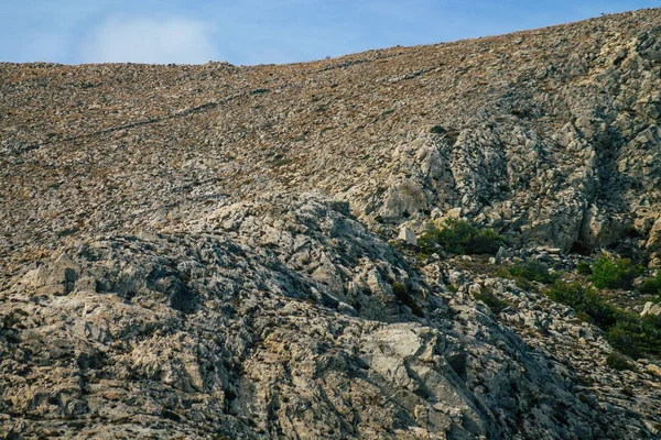 그리스의 산토리니 2021 하이킹 오솔길 고대의 엘리아스와 비탈을 꼭대기로 올라가는 — 스톡 사진
