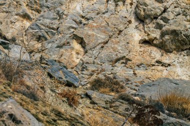 Santorini Adası, Perissa, Yunanistan - 17 Ekim 2021 Santorini 'de Antik Thira yürüyüş yolu, Perissa' ya giden antik yol sizi Profitis Elias ve Mesa Vouno 'nun zirvesine çıkarır.