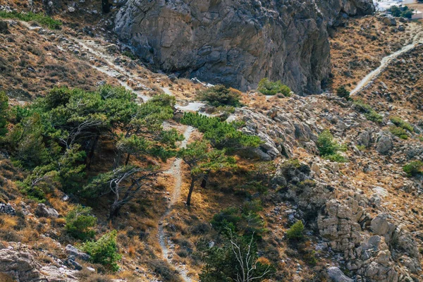 Isla Santorini Perissa Grecia Octubre 2021 Antigua Ruta Senderismo Thira — Foto de Stock