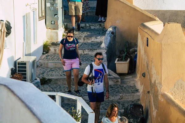 Santorini Oia Grecia Ottobre 2021 Una Folla Turisti Che Visita — Foto Stock