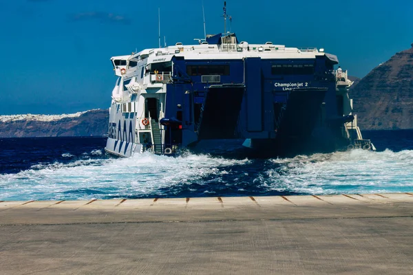 Santorini Grécia Outubro 2021 Barcos Alta Velocidade Seajets São Balsas — Fotografia de Stock