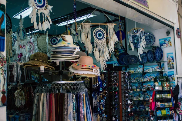Isla Santorini Fira Grecia Octubre 2021 Objetos Decorativos Accesorios Bienes — Foto de Stock