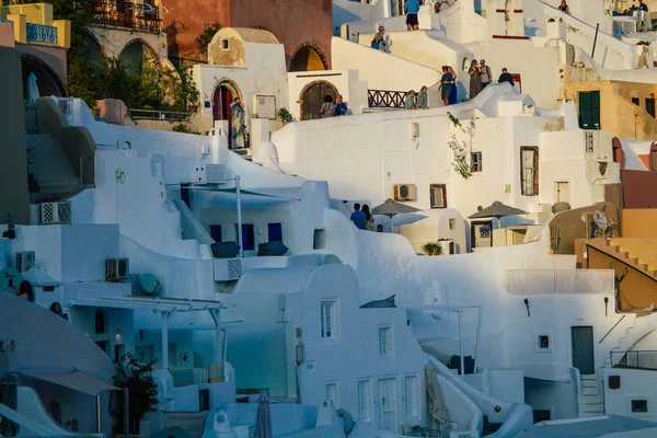 Santorini Island Oia Grécia Outubro 2021 Cityscape Cidade Oia Pequenas — Fotografia de Stock