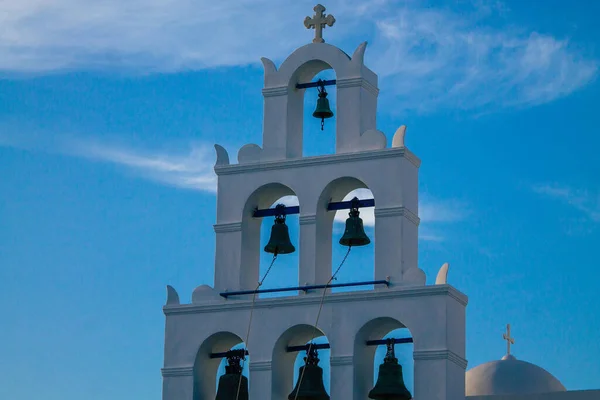 Santorini Island Oia Grekland Oktober 2021 Traditionella Ortodoxa Kyrkan Ligger — Stockfoto