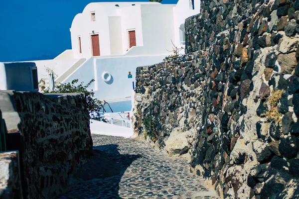 Santorini Oia Grecja Października 2021 Krajobraz Miasta Oia Małe Tradycyjne — Zdjęcie stockowe