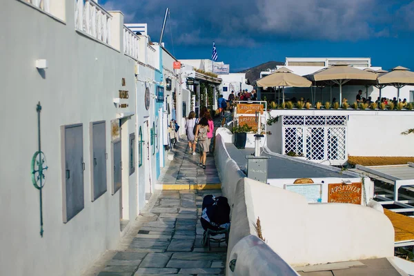 Santorini Oia Grecja Października 2021 Krajobraz Miasta Oia Małe Tradycyjne — Zdjęcie stockowe