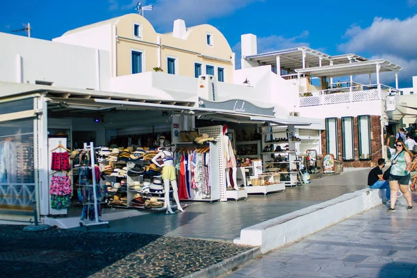 Санторини Ойя Греция Октября 2021 Городе Ойя Небольшие Традиционные Белые — стоковое фото