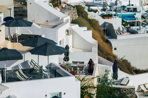 Santorini Oia Yunanistan Ekim 2021 Oia Kentinin Manzarası Adanın Tipik — Stok fotoğraf
