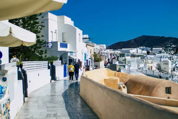 Santorini Oia Griekenland Oktober 2021 Een Menigte Toeristen Die Beroemde — Stockfoto