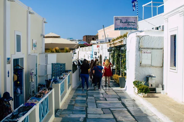 Santorin Oia Grèce Octobre 2021 Foule Touristes Visitant Célèbre Ville — Photo