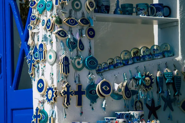 Санторини Греция Октября 2021 Года Декоративные Предметы Аксессуары Товары Продаваемые — стоковое фото
