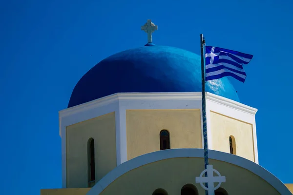 Santorini Oia Grekland Oktober 2021 Traditionell Ortodox Kyrka Belägen Staden — Stockfoto