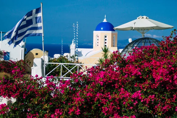 Santorini Oia Grecja Października 2021 Tradycyjna Cerkiew Prawosławna Położona Miejscowości — Zdjęcie stockowe