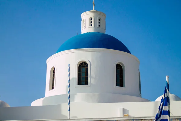 Santorini Oia Griechenland Oktober 2021 Traditionelle Orthodoxe Kirche Der Stadt — Stockfoto