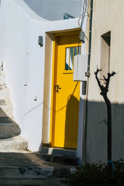 Santorini Megalochori Greece October 2021 Cityscape Megalochori Small Traditional White — Stock Photo, Image