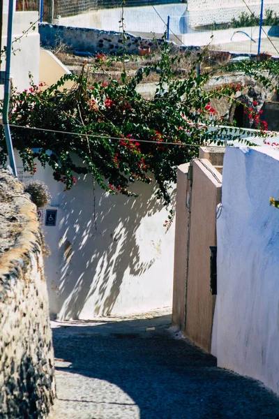 Санторини Мегалохори Греция Октября 2021 Мегалохори Небольшие Традиционные Белые Дома — стоковое фото