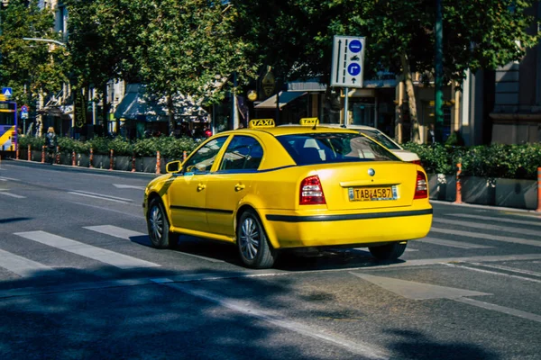 Αθήνα Ελλάδα Νοεμβρίου 2021 Οδήγηση Ταξί Στους Δρόμους Της Αθήνας — Φωτογραφία Αρχείου