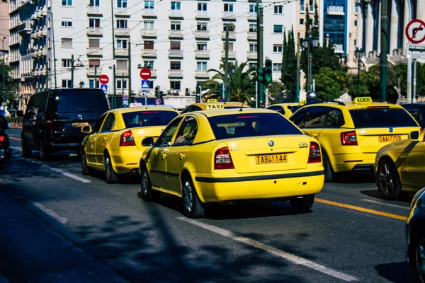 Athen Griechenland November 2021 Taxifahren Den Straßen Von Athen Während — Stockfoto