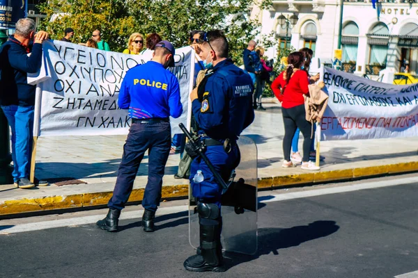 Athènes Grèce Novembre 2021 Police Encadre Une Manifestation Des Agents — Photo